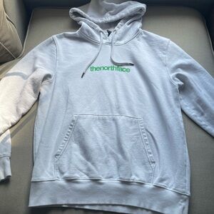 The North Face Men's White Crewneck Sweater with Green Logo